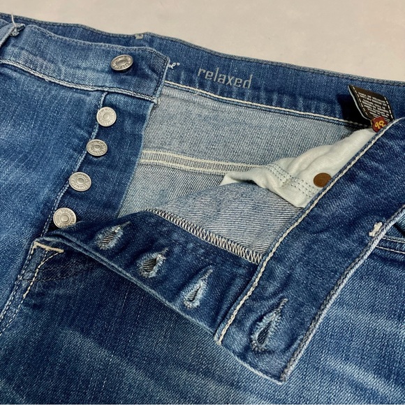 7FAM Relaxed Fit Stretch Jeans Men’s Size 36 Waist Faded Button Fly Designer - Picture 7 of 10